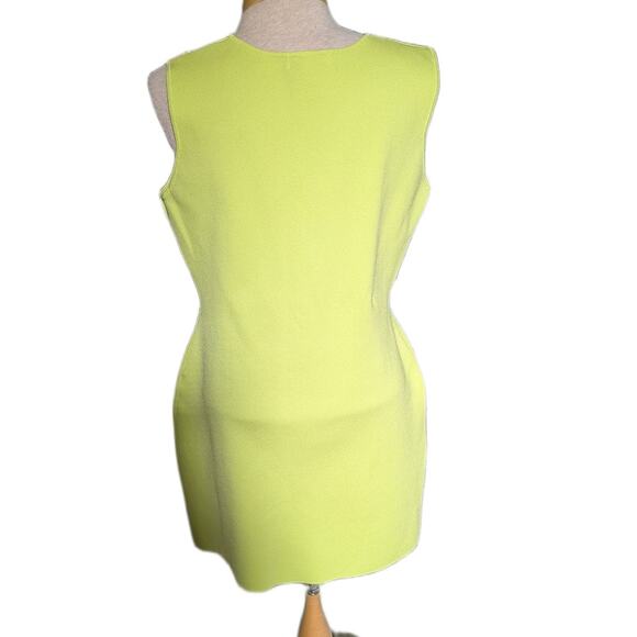 Esteban Cortazar Lime Green Bodycon Stretch Knit Cutout Mini Dress Sz XL - Picture 3 of 6